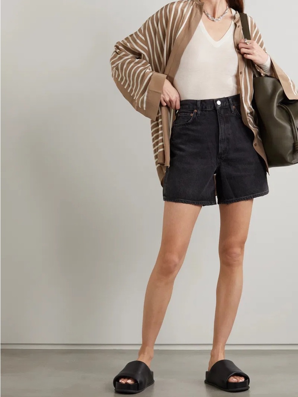 AGOLDE Stella High Rise Washed Black Denim Jean Shorts Size 32 Relaxed Fit